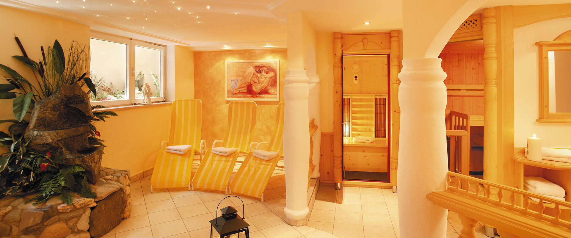 Sauna area in the Hotel Alpenherz in Gerlos in the Zillertal